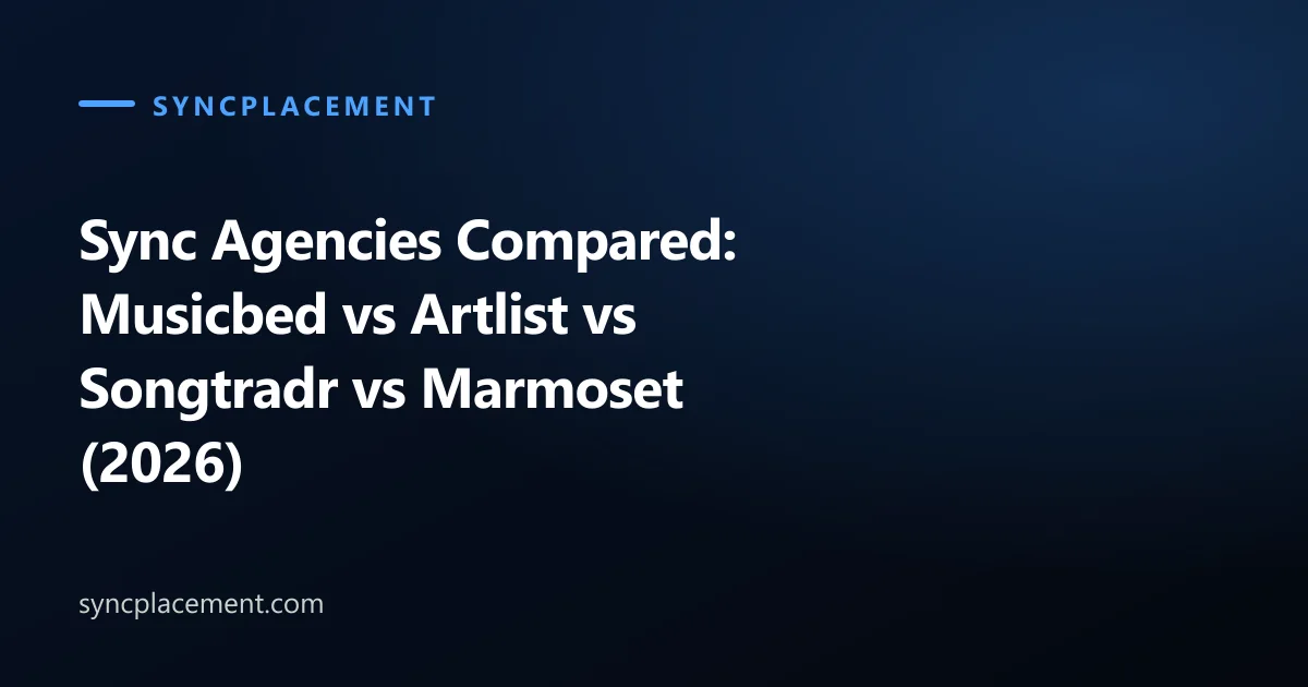 Sync Agencies Compared: Musicbed vs Artlist vs Songtradr vs Marmoset (2026)