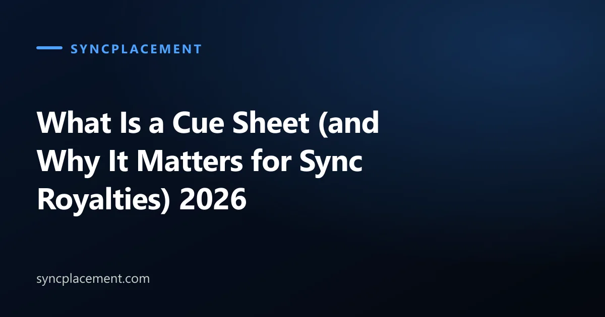 What Is a Cue Sheet (and Why It Matters for Sync Royalties) 2026